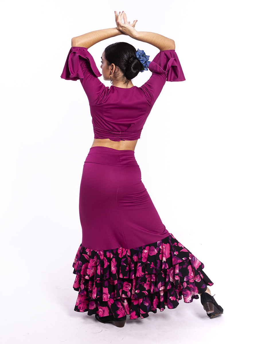 Falda de baile flamenco ajustada a la cadera - Volantes con abertura