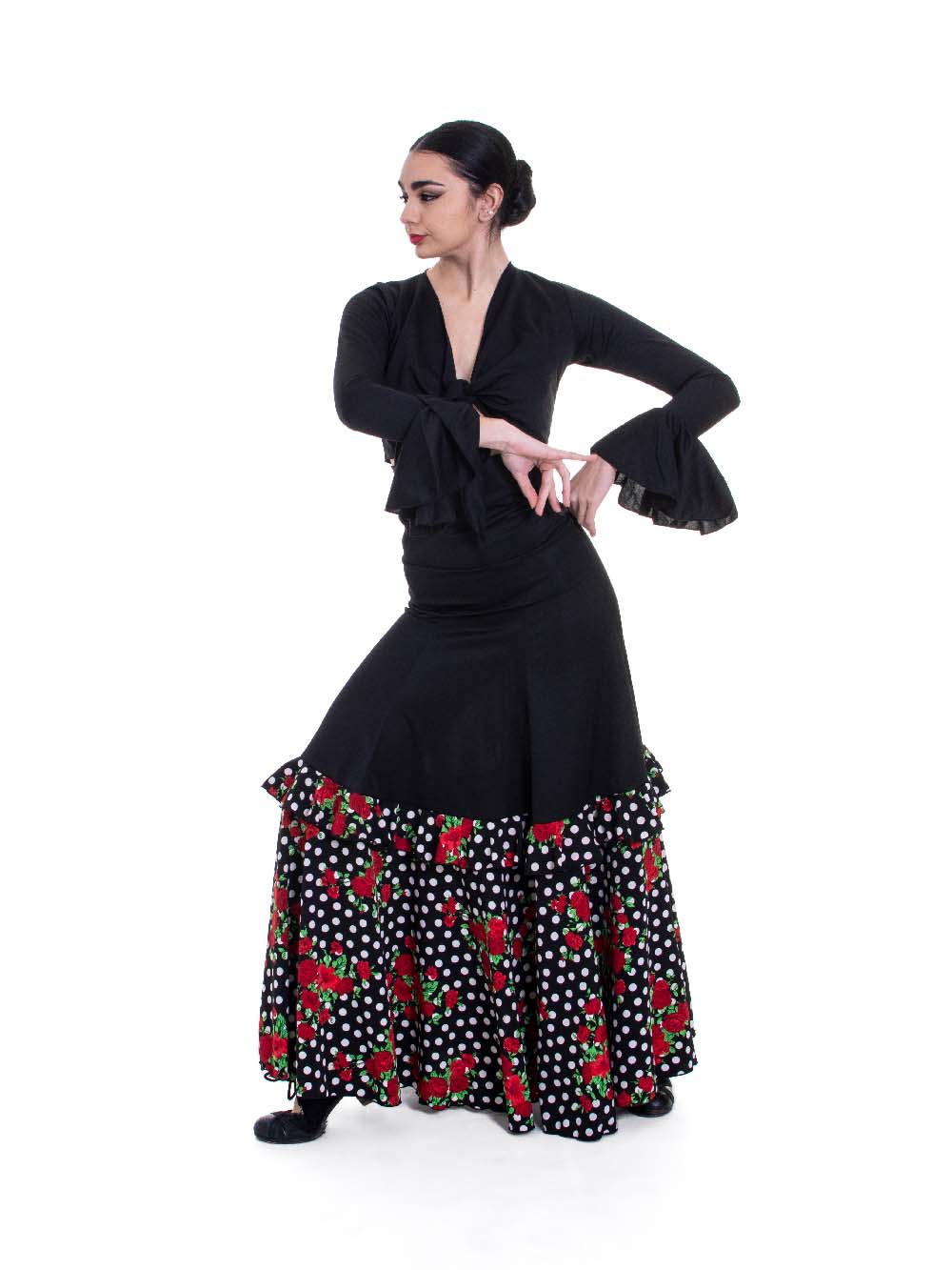 Falda flamenca de baile flamenco de uso profesional y ensayo. Modelo Cala