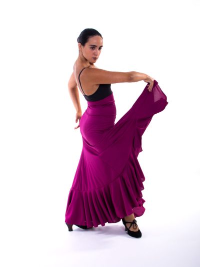 Falda de Baile Flamenco con Volantes de Gasa y Liso