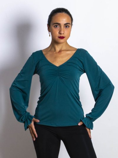 Blusa flamenca Bulería de Paralola en color verde.